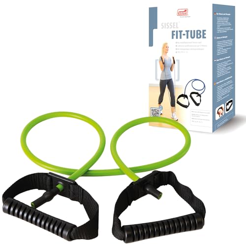 SISSEL® Fit-Tube Grün (stark) | Vielseitiges Fitnessgerät für Wellness & Muskelaufbau | Inkl. Übungsanleitung | Hygienische Flex-Griffe | Für alle Fitnesslevel von Sissel
