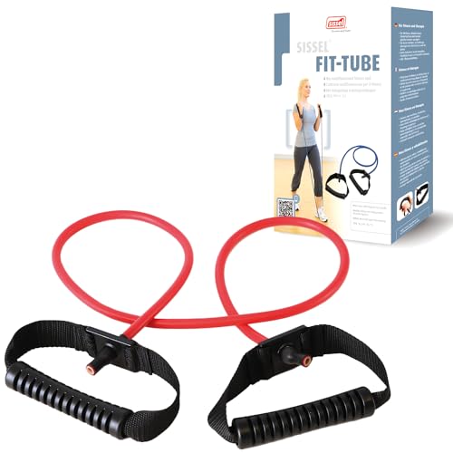 Sissel® Fit-Tube Rot (mittel) | Vielseitiges Fitnessgerät für Wellness & Muskelaufbau | Inkl. Übungsanleitung | Hygienische Flex-Griffe | Für alle Fitnesslevel von Sissel