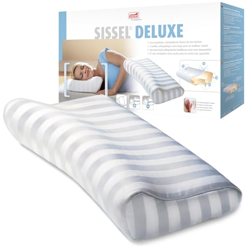 SISSEL® Nackenkissen Soft Deluxe | Satin-Bezug waschbar bei 40°C | Viskoelastischer Schaumstoff | Extra breit & höhenverstellbar | Optimaler Schlafkomfort | Made in Sweden | 63x33cm | 5 Jahre Garantie von Sissel