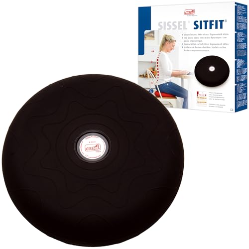 SISSEL Unisex – Erwachsene SITFIT Black Magic | Luftgefülltes Sitzkissen | Balance und Sitzhaltung, Ø 36 cm, Schwarz, 1 Stück (1er Pack) von Sissel