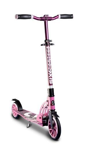 SIX DEGREES Aluminium Scooter Junior mit Klappmechanismus u. Ständer, 180/145 mm, höhenverstellbar, GS-geprüft, pink von Six Degrees