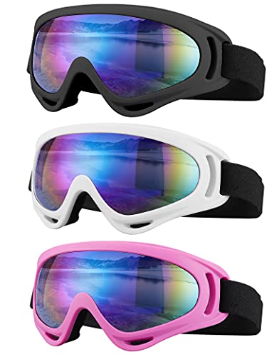 SixYard Skibrille, Motorradbrille, 3 Stück, Snowboard-Schneebrille für Herren, Damen, Erwachsene, Jugendliche (Stil 2) von SixYard