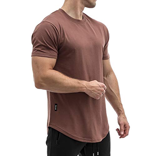 Sixlab Round Tech Herren Oversize T-Shirt Muscle Basic Gym Fitness Shirt (Maroon, L) von Sixlab