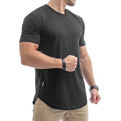 Sixlab Round Tech Herren Oversize T-Shirt Muscle Basic Gym Fitness Shirt (Schwarz, M) von Sixlab