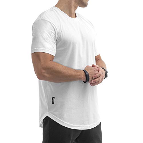 Sixlab Round Tech Herren Oversize T-Shirt Muscle Basic Gym Fitness Shirt (Weiß, XL) von Sixlab