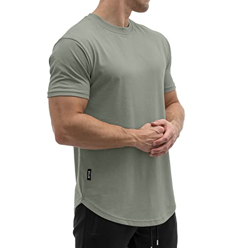 Sixlab Round Tech Herren T-Shirt Muscle Basic Gym Sport Fitness Tshirt (Light Green, M) von Sixlab