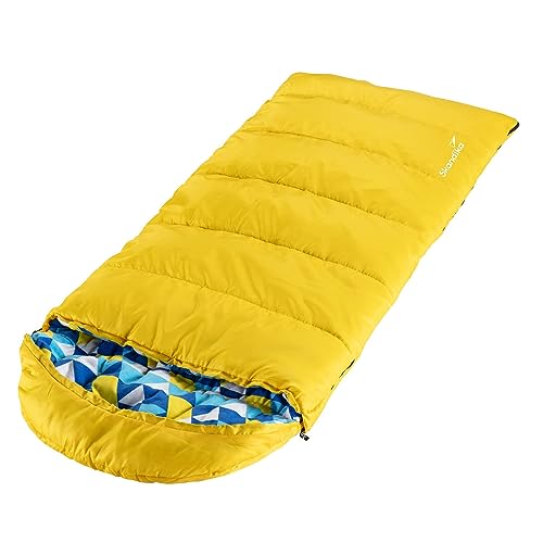 Skandika Dundee Junior Kinderschlafsack | Outdoor Camping Schlafsack für Kinder, Flanell-Innenfutter aus Baumwolle, kuschelig weich, wasserabweisend, Komfortbereich von 13 bis 3°C, 175 x 70 cm (gelb) von Skandika