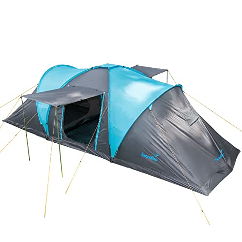 Skandika Kuppelzelt Hammerfest Sleeper Protect für 8 Personen | Campingzelt mit 2 Schwarz Schlafkabinen, mit eingenähten Zeltboden, 2 m Stehhöhe, wasserdicht, 3000 mm WC von Skandika