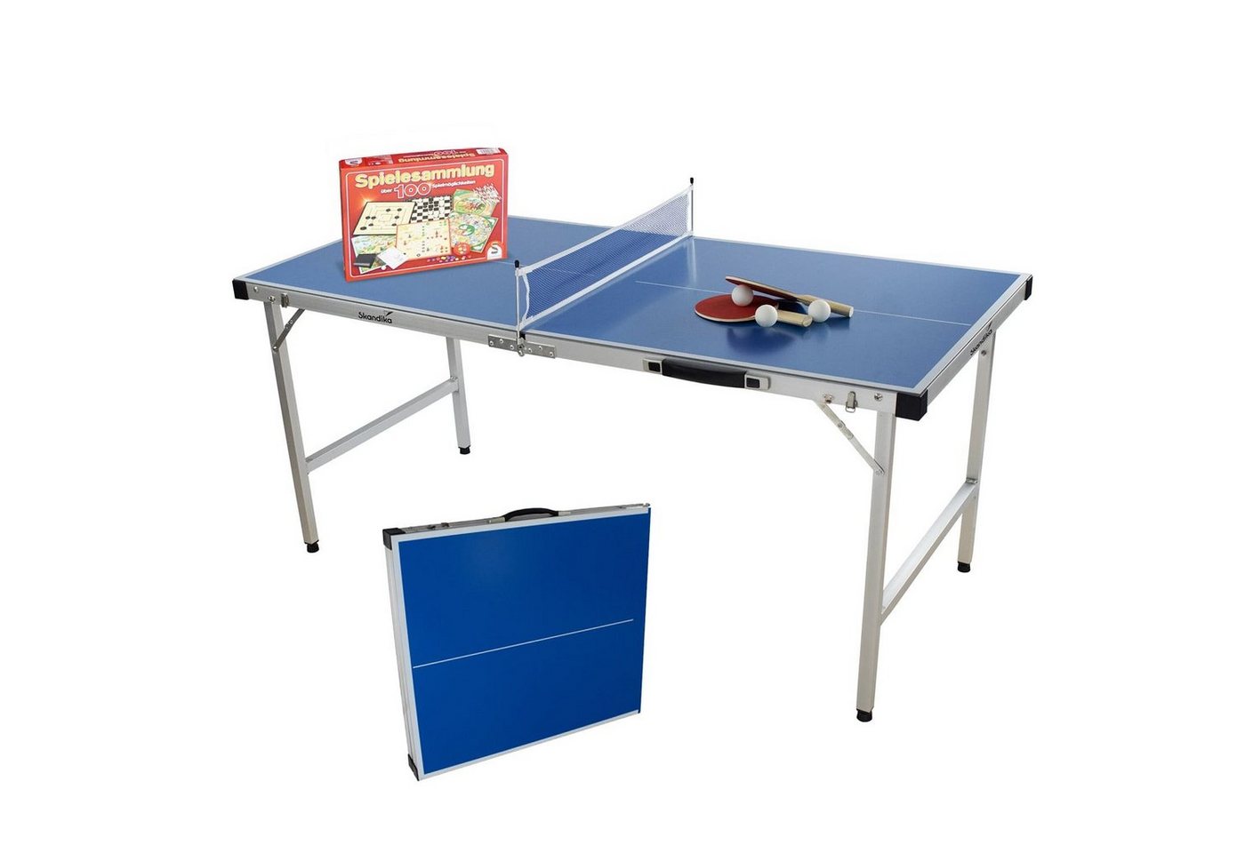 Skandika Mini-Tischtennisplatte Multi-Spieletisch inkl. Spielesammlung, Tischtennistisch, Sicherheits-Verriegelungssystem von Skandika