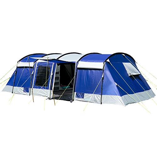Skandika Tunnelzelt Montana Sleeper Protect 8 Personen | Camping Zelt mit eingenähtem Zeltboden, Sleeper Technologie, 3-4 Schwarze Schlafkabinen, 5000 mm Wassersäule | Familienzelt von Skandika