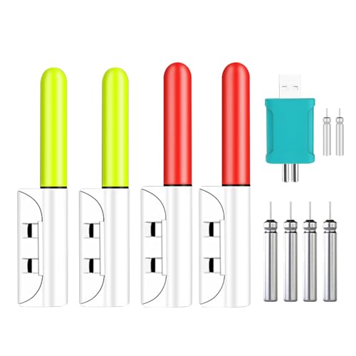 Skeadex LED Nachtlicht Knicklicht Angeln, Fischen Float LED Knicklicht, Angel-Alarmglocken Einschließlich Batterie, Nicklicht Angelzubehör für Nachtangeln Oder Meeresangeln (2 Rot + 2 Grün) von Skeadex