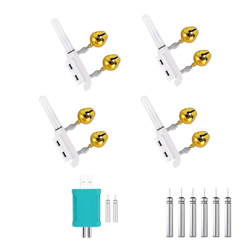 Skeadex LED Nachtlicht Knicklicht Angeln, Fischen Float LED Knicklicht mit Zwei Glocken, Angel-Alarmglocken Einschließlich Batterie, Geeignet für Rutenspitzengrößen von 1,5–3 mm (4*Weiß+1*Ladegerät) von Skeadex