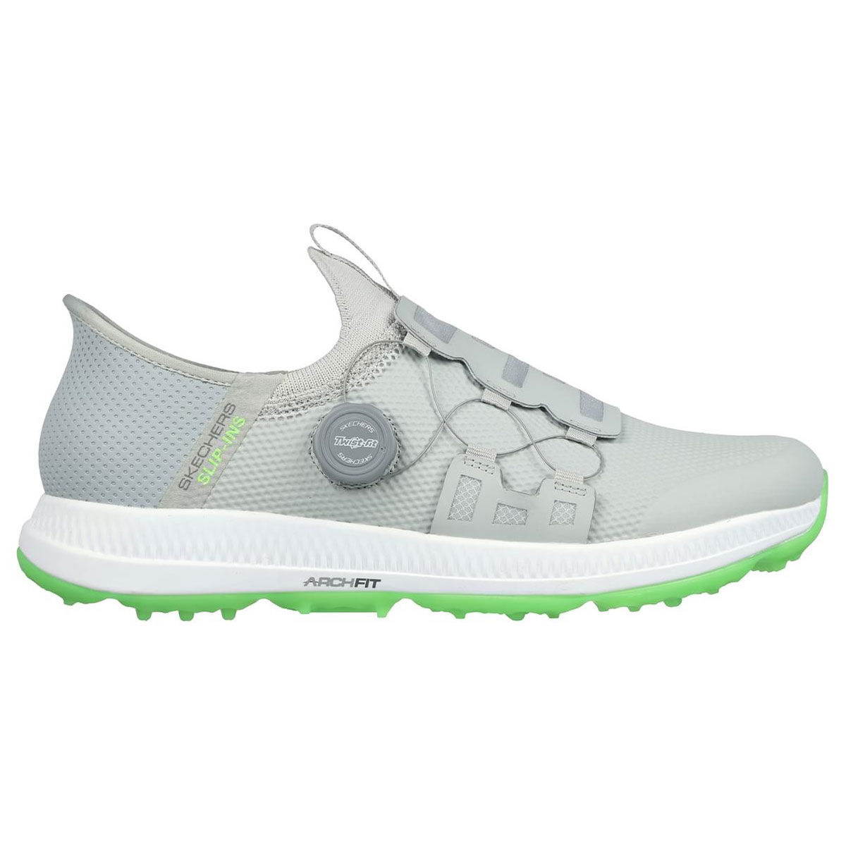 Skechers Mens Grey and Green GO GOLF Elite 5 Slip-Ins Waterproof Spikeless Golf Shoes, Size: 10 | American Golf von Skechers