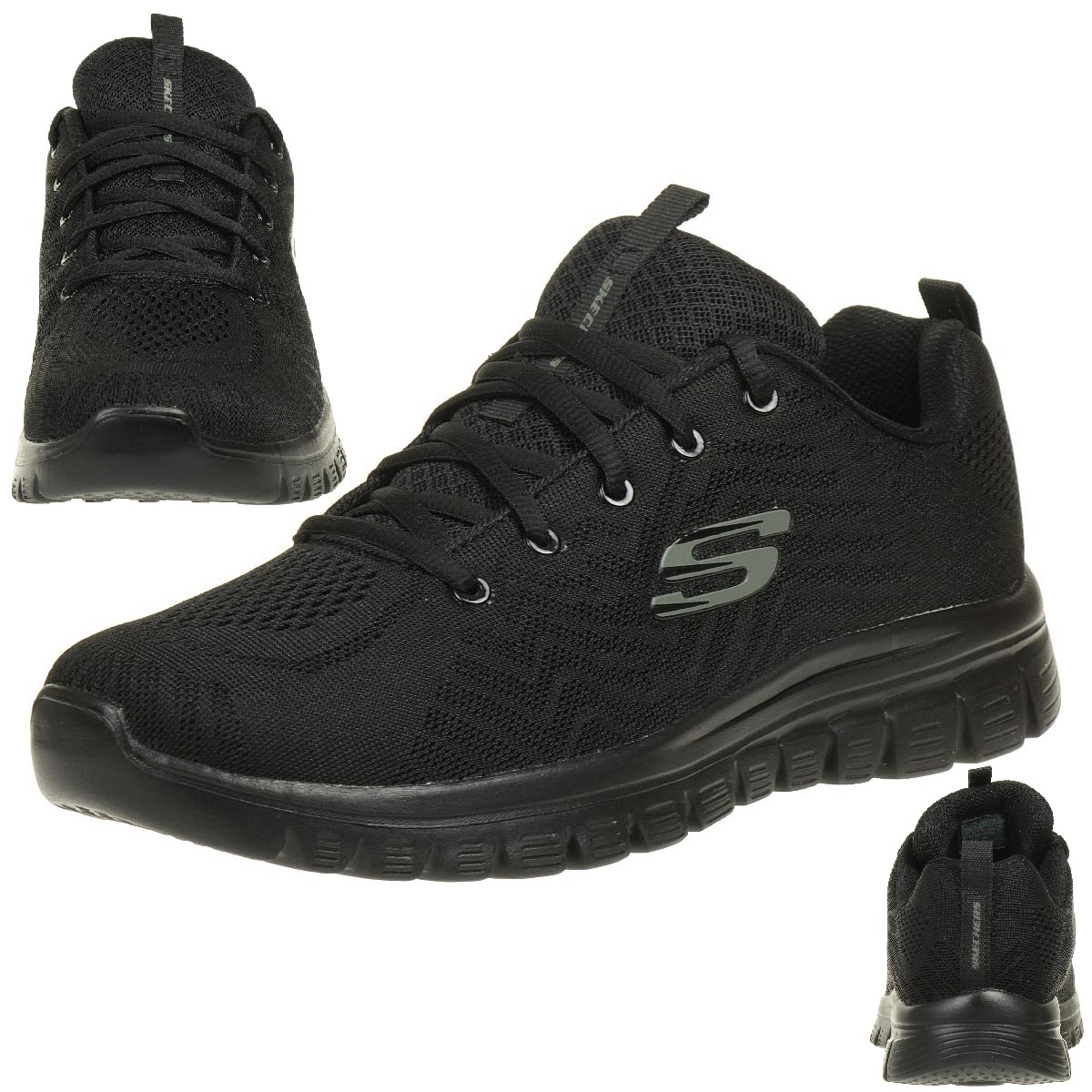 Skechers Sport Womens GRACEFUL GET CONNECTED WIDE FIT Sneakers Damen Schuhe Schw... von Skechers