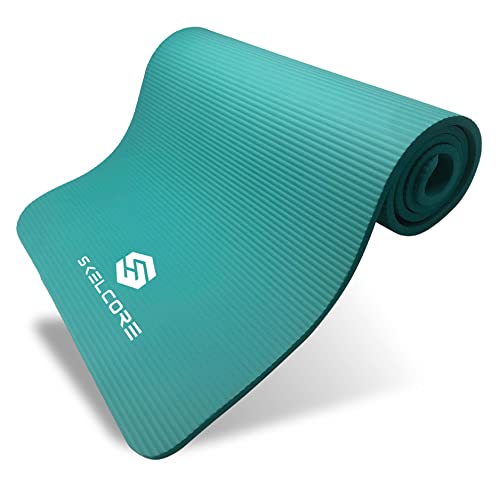 Skelcore 0,95 cm extra dicke Trainingsmatte – Allzweck-Matte extra lang, rutschfeste Yoga- und Fitnessmatten für Übungen mit Tragegurt – Blaugrün von Skelcore