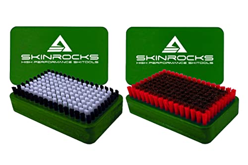 SkinRocks 2er Set Ski Belagsbürsten BaseBrush Nylon Kupfer/Bronze Bürste von SkinRocks
