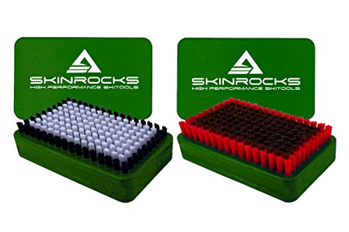 SkinRocks 2er Set Ski Belagsbürsten BaseBrush Roßhaar Kupfer/Bronze Bürste von SkinRocks