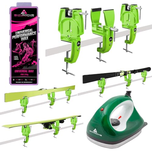 SkinRocks Skiwachs Set 3-teilig Bügeleisen Universal Wax Skispanner Ski Vice von SkinRocks