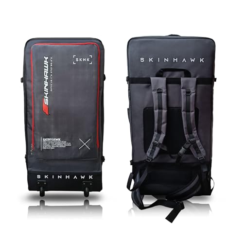 Skinhawk SUP Board Tasche, Robuster Rucksack mit Rollen, Reißfestes 1680D Gewebe, Verstellbare Riemen mit stabilem Reißverschluss von Skinhawk