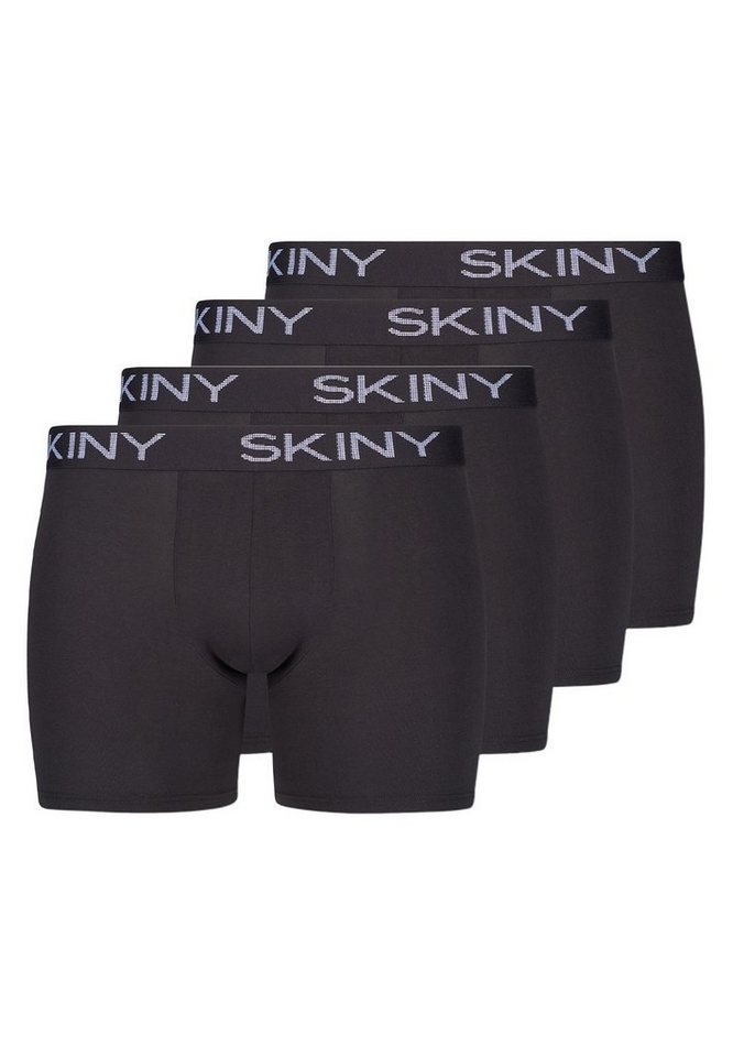 Skiny Retro Boxer »4er Pack Cotton« (Spar-Set, 4-St) Long Short / Pant - Baumwolle - Ohne Eingriff - Pant mit längerem Bein, Baumwoll-Elasthan mit Stretch für Langlebigkeit, Angesetzter weicher Bund mit Logo von Skiny