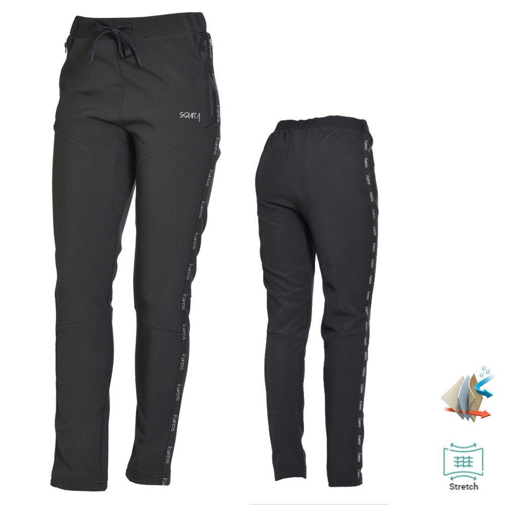 Skratta - Stina lange Damen Softshellhose dickere Outdoorhose, schwarz von Skratta