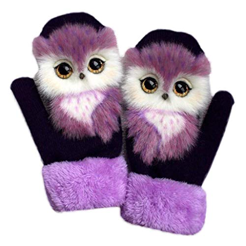 Sksb Winter Handschuhe, Damen Mädchen 3D Tiermuster Plüsch Handschuhe Dicken Warmen Fingerhandschue Cartoon Tiermotiv Winterhandschuhe Handgestrickte von Sksb