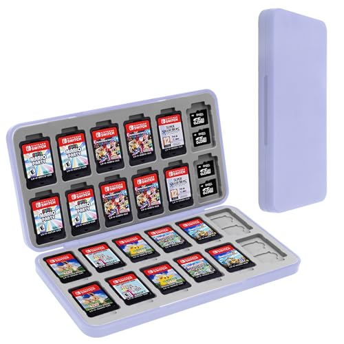Skycase Game Card Aufbewahrungsbox für Switch Game Card,Spiele Aufbewahrung mit 24 Spielkartenfächer,Tragbare Schutzhülle für Switch OLED Game Card,Hardcase Hülle,Silikonfutter,Lila von Skycase