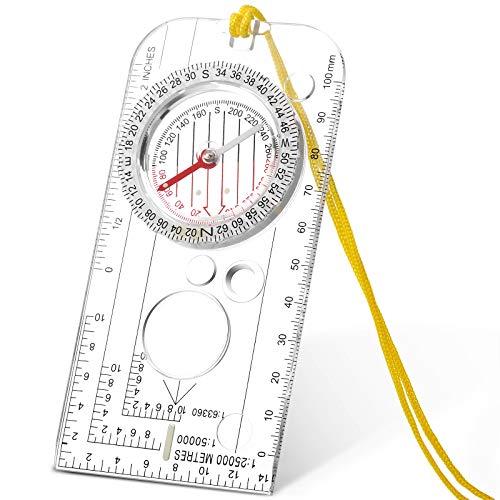 Navigation Kompass Pfadfinder Compass Orientierungslauf Kompass Leichter Wanderkompass mit Einstellbarer Neigung für Expedition Karte Lesen Navigation Orientierungslauf (12,5 x 6,0 cm) von Skylety