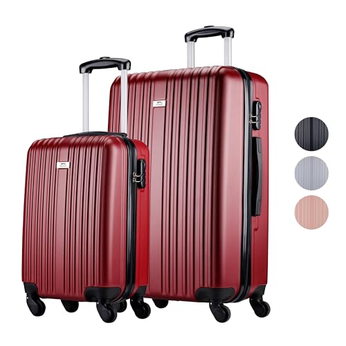 Slazenger Kofferset 2 Teilig - Handgepäck Koffer und Reisekoffer (M + XL) - ABS Trolley Hartschalenkoffer Set mit 360° Rädern - Kombinationsschloss - Rot von Slazenger
