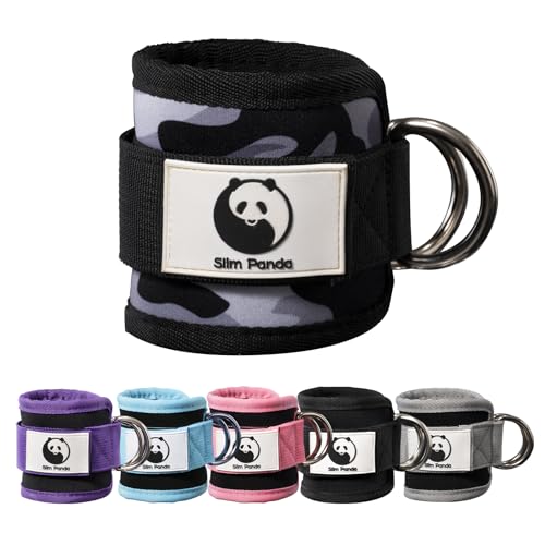 Slim Panda 1 Pcs Fitness fußschlaufen kabelzug, Ankle Straps, Verstellbarer fußmanschetten kabelzug mit doppelten D-Ringen und Neoprenstütze von Slim Panda