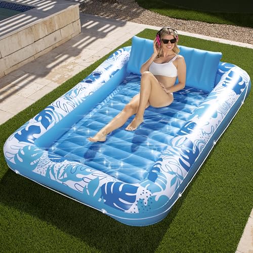 Sloosh XL 216 x 144 cm Extra Große Sonnenbräuner Wanne Pool Aufblasbare Luftmartratze Wassermatratze für Erwachsene, Posen Sonnenbräuner Bräunungsbett Erwachsene Schwimmmatratze von Sloosh