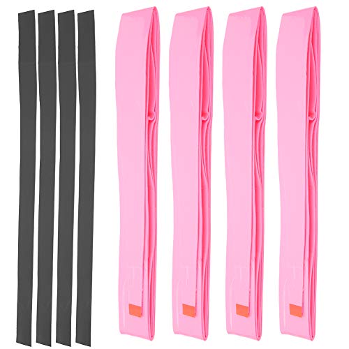 4 Stück Tennisschläger-Übergriff, rutschfest, atmungsaktiv, perforiert, Ersatz-Griffband, Squash-Griffe für Tennisschläger, Badminton (Pink) von Sluffs