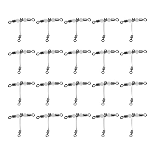 Sluffs 20 Stück T-förmige leuchtende Angelwirbel mit 3-Wege-Anschluss, Kreuzlinien-Rollwirbel mit Perlen (4 * 5) von Sluffs