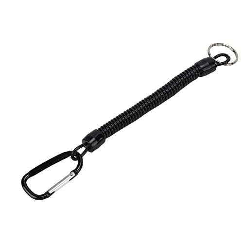 Sluffs Einziehbares Feder-elastisches Seil, Sicherheitsausrüstung, Werkzeug, Anti-Verlust-Schlüsselanhänger, Angel-Lanyard (Black) von Sluffs