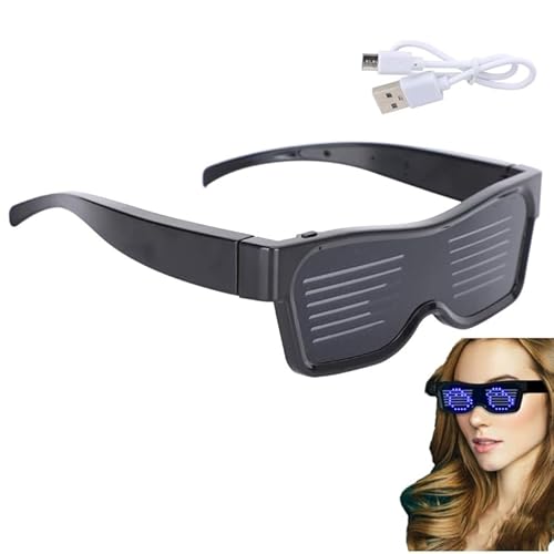 Sluffs LED-Brille Mit APP-Steuerung – Wiederaufladbar über USB, Perfekt Für Party, Club, DJ, Halloween, Weihnachten – Intelligente DIY-Brille von Sluffs