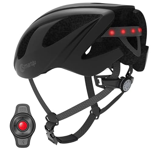Smart4u Fahrradhelm mit Blinker und Bremslicht, Smart Fahrradhelm mit Lautsprecher, Fahrrad Stadthelm mit Bluetooth für Damen und Herren, SOS-Alarm und Fernsteuerung, Schwarz von Smart4u