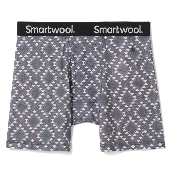 Smartwool - Merino Print Boxer Brief Boxed - Merinounterwäsche Gr L grau von SmartWool