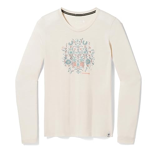 Smartwool Women's Floral Tundra Graphic Long Sleeve Tee, Almond Heather, M von Smartwool