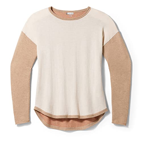 Smartwool Women's Shadow Pine Colorblock Sweater, Almond Heather, L von Smartwool