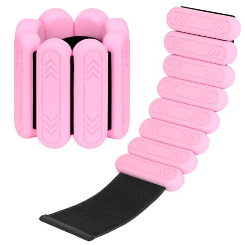 Smlper 2 Pcs Verstellbare Handgelenkgewichte Knöchelgewichte Set Tragbare Gewichtsmanschetten für Damen und Herren,knöchelgewichte Set für Pilates,Tanz,Yoga,Gehen,Jogge (Rosa, 2kg (1kg*2)) von Smlper