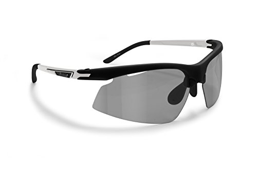 Snatch Radbrille Selbsttönend Polarisiert - Fahrradbrille Photochrome Sportbrille Sonnenbrille Ski Laufen Golf Running Earthquake by Italy (Mat Weiß/Shiny Schwarz, Photochromen Polarisierten) von Snatch