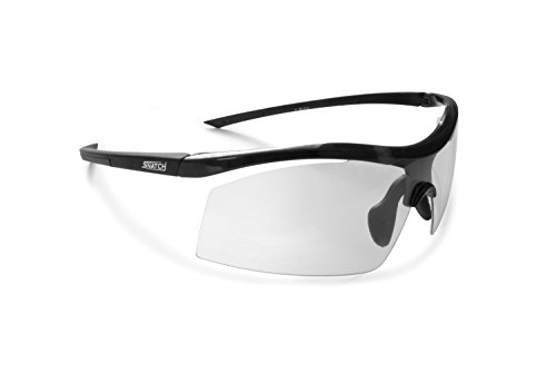 Snatch Radbrille Selbsttönend Polarisiert - Fahrradbrille Photochrome Sportbrille Sonnenbrille Ski Laufen Golf Running by Italy (Matt Schwarz/Shiny Schwarz, Photochromen) von Snatch