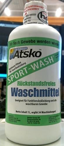 Sno Seal Sport Wash (Atsko) - Outdoor-Sport-Waschmittel für Funktionsbekleidung - DER Klassiker - 1 Liter von Atsko