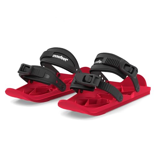 Snowfeet Basic - Mini Ski Skates für den Schnee | Ski für Winterschuhe | Kurze Snowskates Snowblades Skiboards | Das echte Original (Red) von Snowfeet
