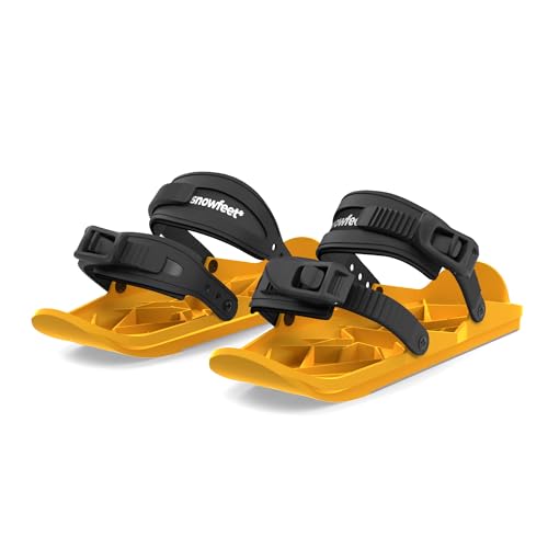 Snowfeet Basic - Mini Ski Skates für den Schnee | Ski für Winterschuhe | Kurze Snowskates Snowblades Skiboards | Das echte Original (Yellow) von Snowfeet
