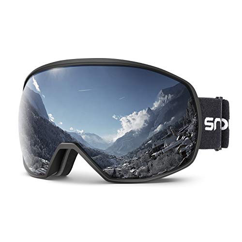 Skibrille Damen und Herren Snowboardbrille Doppel-Objektiv OTG UV400 Schutz Anti-Beschlag Winddicht Ski Schutzbrille Helmkompatibel für Skifahren Motorrad Fahrrad Skaten von Snowledge