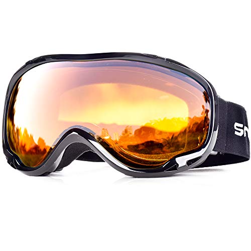 Snowledge Skibrille Damen und Herren Snowboardbrille Doppel-Objektiv OTG UV400 Schutz Anti-Beschlag Winddicht Ski Schutzbrille Helmkompatibel für Skifahren Motorrad Fahrrad Skaten von Snowledge