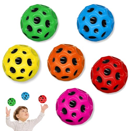 Snowtain Astro Jump Ball,6 Pcs Mini Bouncing Ball Toy, Moon Ball, High Bounce Hole Ball für Kinder & Erwachsene, Space Ball für Interaktives Spielzeug zum Stressabbau von Snowtain