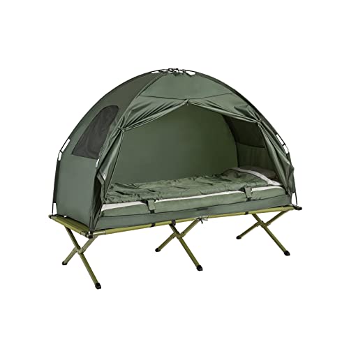 SoBuy OGS32-GR 4in1-Zelt mit Campingliege Schlafsack Luftmatratze und Zubehör 1 Person Feldbett von SoBuy