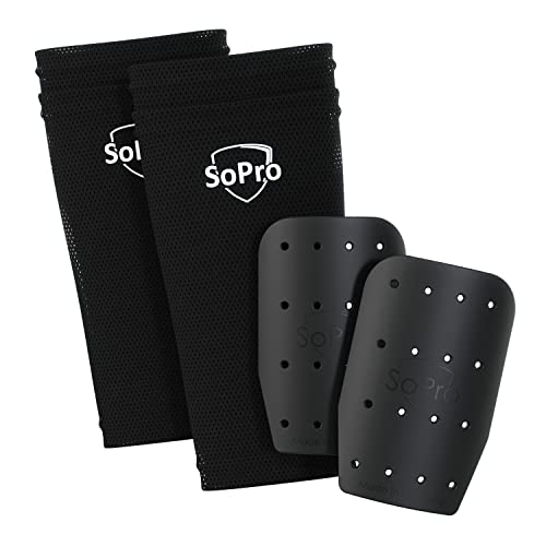 SoPro Mini Schienbeinschoner für Fußball - inklusive Socken - 120 x 80 x 5 mm - Für Kinder & Erwachsene - leicht, klein, rutschfest & geruchsneutral - Made in Germany von SoPro